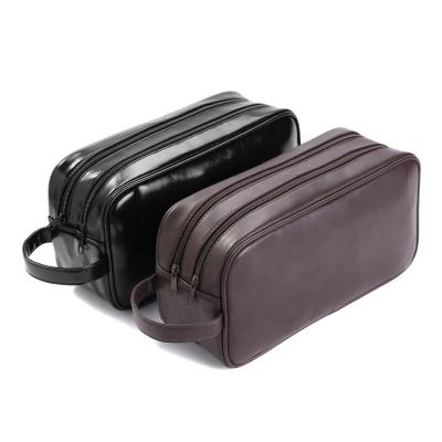 China MensTravel Durable Dopp Kit Toiletry Bag Lightweight PU Vanity Case Waterproof Shaving Bag for sale