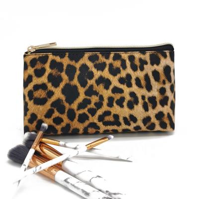 China New Waterproof Portable Waterproof Leopard Printing PU Leather Makeup Filter Frames With Zipper Printing Brush Portable Bag for sale