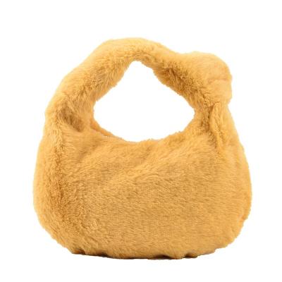 China Fashion\New Trend Comfortable\Durable Winter Branded Soft Plush Fur Purses Mini Ladies Handbags Knotted Clutch Fashion Furry Handbags for sale