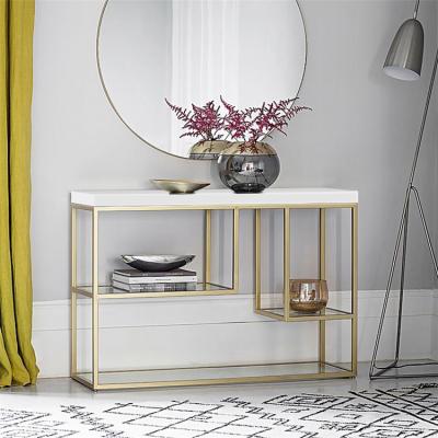 China (size) modern design iron top rectangle adjustable luxury golden console table made in china for sale