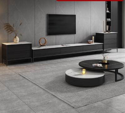 China Other Quality Products Round Pedestal Marble Coffee Table Black Modern Living Room Coffee Table for sale