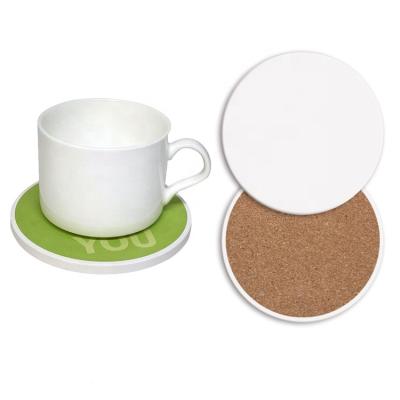 China Art DIY Coaster Table Cup Viable Round Absorbent Drinks Coaster Custom Ceramic White for sale