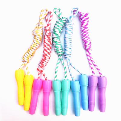 China Plastic Colorful Durable Adjustable Length Kids Skipping Rope Cotton Jump Rope for sale