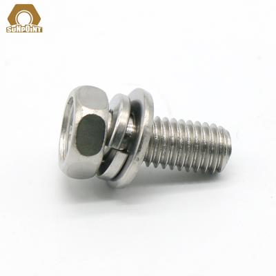 China HEX Combination Screws With Kit Hex Head Screw Flat Spring Washers for sale