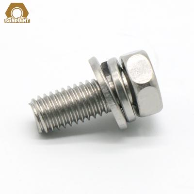 China HEX M4 M6 A2 A4 Hex Head Sems Screw With Flat Washer Spring Washer for sale