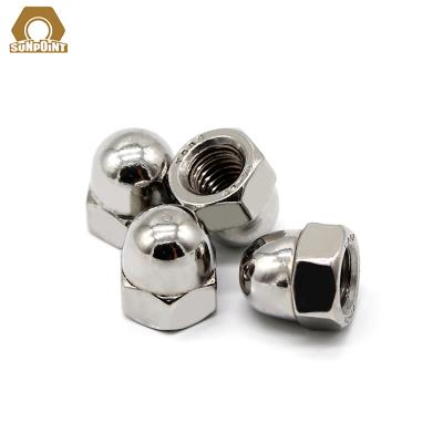 China DIN1587 18-8 Stainless Steel Hex Cap Nut Truck Truck Wheel Nut Extracting Connecting Arched Head Cover for sale