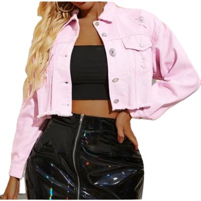 China New QUICK DRY individualistic style denim short casual jacket for women spring button down denim jacket for sale