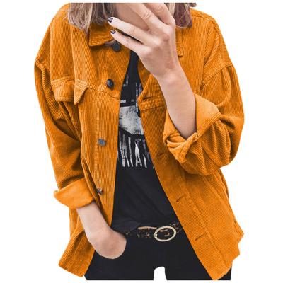 China Breathable Women's Corduroy Casual Shirt Coats Long Sleeve Button Down Blouses Tops Outwear for sale