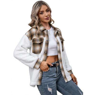 China Anti-Wrinkle Thick Cashmere Long Sleeve Plaid Quilting Loose Casual Ladies Shacket Shacket Unisex Hip Hop Jacket for sale