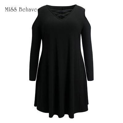 China 2021 Spring Sustainable Plus Size Women's Strapless Long Sleeve And Solid Color Knitted Fattening Dress for sale