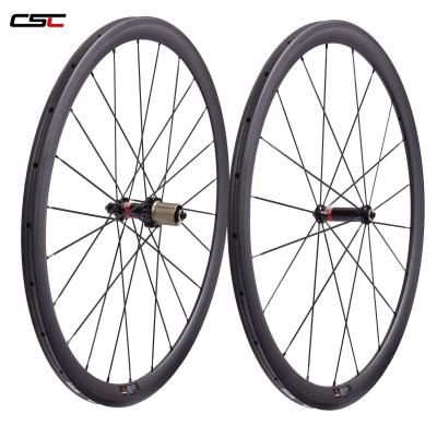 China Toray T800 carbon fiber CSC pull wheelset 38mm 23mm width straight v shape carbon road bike carbon wheelset with Novatec AS511SB FS522SB hub for sale