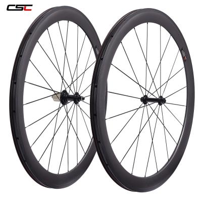 China Toray T800 Carbon Fiber Ultra light road bicycle carbon wheelset 50mm 25mm U shape tubuless bike wheels with Powerway R13 hub and CN 424 spokes for sale