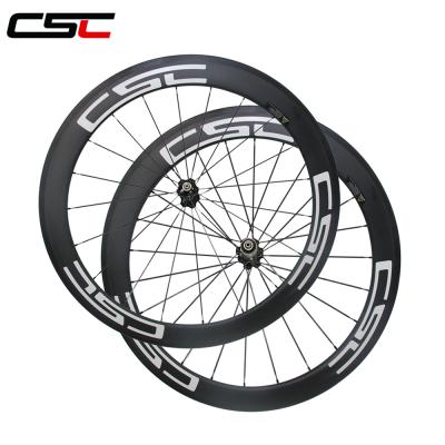 China Toray T800 Carbon Fiber 23mm Width 60mm Depth Tubular Full Carbon Fiber Bicycle Wheelset For Road Bike Use Wheels for sale