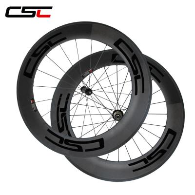 China Toray T800 carbon fiber CSC 700C 88mm pull r36 hub carbon TT bike tubular powerway straight wheels for sale