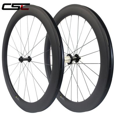 China Carbon CSC 23mm Width 60mm Anvil China Carbon Bicyle Ceramic Bearing Wheels With 6 Pawls R13 Hub for sale