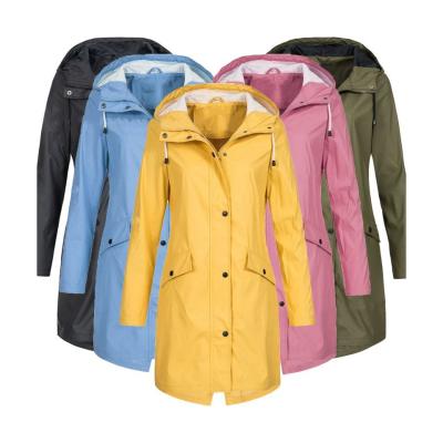 China New Fashion Winter Zipper Button Solid Color Winter Coat Waterproof Mid Length Slim Hoodies Jacket For Ladies for sale