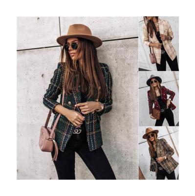 China Wholesale Small Autumn And Winter Long Sleeve Coat Women Waterproof Double Breasted Blazer Printed Jacket for sale