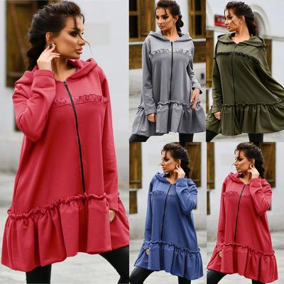 China Custom Women's Street Oversized Jacket Hoodies Autumn Full Zip Up Anti-wrinkle Wholesale Hoodie Dress for sale