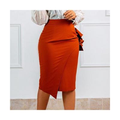 China Solid Color Viable Elegant Tight Irregular Skirt Summer High Waist Ruffle African Skirt Women Skirt for sale