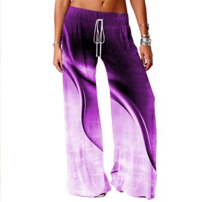 China Anti-Wrinkle Trend Six Colors Gradient Wide Leg Pants Women Casual Drawstring Wide Leg Pants for sale