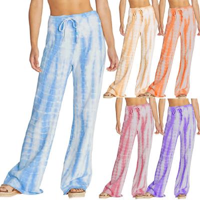 China Newest Design Five Colors Anti-wrinkle Long Wide Leg Pants Casual Loose Women Printed Wide Leg Pants for sale