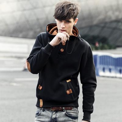 China Anti-wrinkle Fashion Winter Warm Plus Size Plus Velvet Paneled Design Hoodie With Buttons Men Clothing for sale