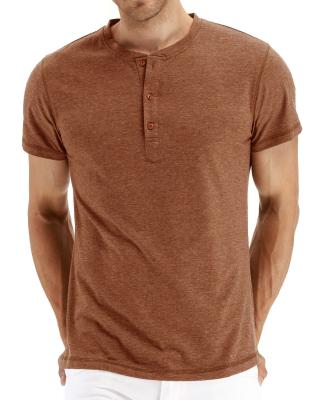 China High Quality Short T-shirt Men's Round Neck Anti-pilling Sleeve Custom Blank Comfortable Cotton Henley Shirt Wholesale for sale