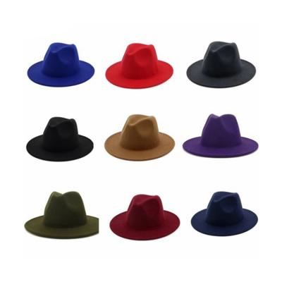 China Wide Brim Casual Jazz Hat Wholesale Double Sided Fedora For Women Color Matching Plush Fashion for sale