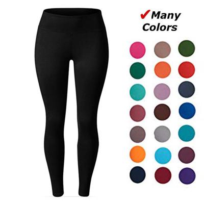 China Double Butter Soft 92% Polyester 8% Spandex Breathable Yoga Waistband High Brushed Yiwu Solid Color Black Breathable Gaiters For Women for sale