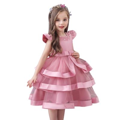 China Hot Selling Anti-wrinkle 0-8 Y Girls Cotton Formal Dress Summer Birthday Multilayer Princess Dresses For Girls for sale