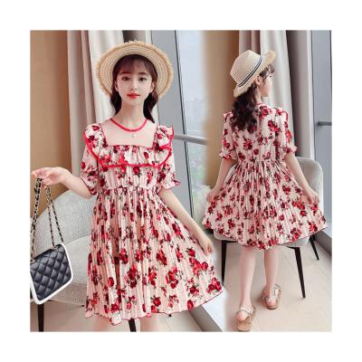 China New Print Washable Design Flower Button Princess Dress Custom High Quality Twirl Casual Dresses for sale