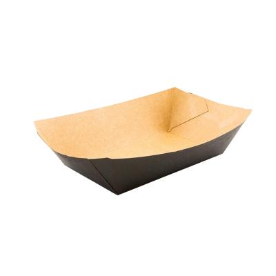 China Factory Sales Disposable Brown Food Touch Wrapping Paper Food Boat Tray Sushi Tray With Pet Lid Brown Food Store for sale