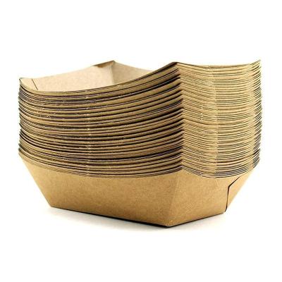 China Collapsible Tray Boat Shaped Disposable Kraft Paper Food Contact Food Box Snacks Food Wrapping Hot Dog for sale