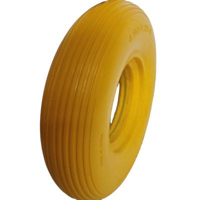 China Machinery Factory Direct Sale 4.80/4.00-8 Yellow Customizable Color Polyurethane Foam Wheel Solid PU Foam Wheel for sale