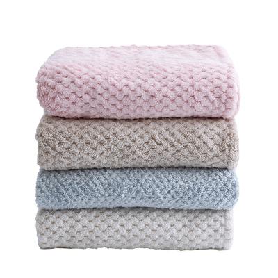 China Microfiber Viable Drying Towel For Hair Waffle Weave Drying Towel Pineapple Grid Quick And Super Soft Coral Absorbent Towel 35*75cm for sale