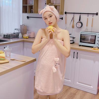 China Sustainable Hot Selling Bath Lines 70*140cm Cartoon Rabbit Super Absorbent Shower Towels Coral Fleece Bath Towel for sale