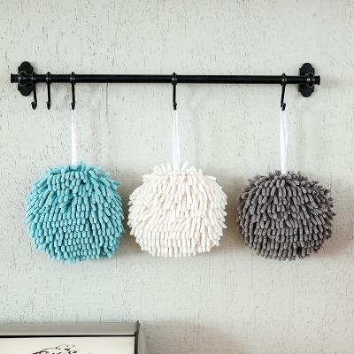 China Chenille Kitchen Bathroom Hand Towels Ball Hypoallergenic Hand Towel With Loops Microfiber Soft Absorbent Quick Dry Hanging Towels 17*17cm for sale