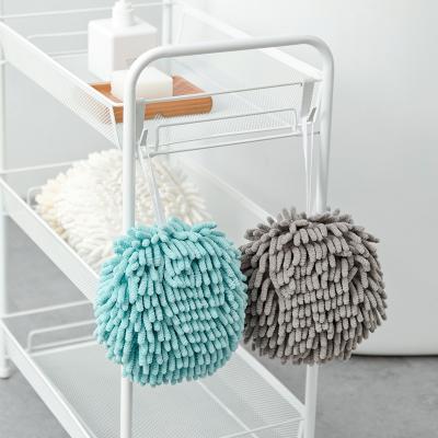 China Hypoallergenic Microfiber Chenille Hand Towel Handball Hanging Absorbent Kitchen Towel, Reusable Microfiber Chenille Hand Drying Ball Towel for sale