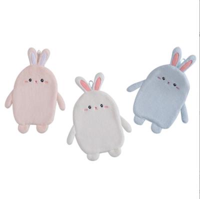 China New Product Kids Bathroom Hand Towels Super Thick Viable Cartoon Rabbit Absorbent Microfiber Hand Towels With Loop for sale