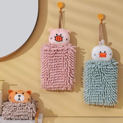 China Cartoon BEERUS Microfiber Chenille Hand Towel Kitchen QUICK DRY Absorbent Hand Towel With Loop for sale