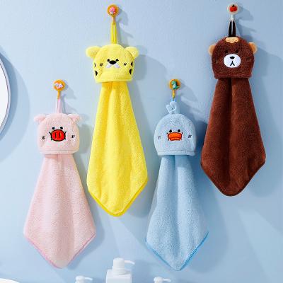 China Viable Factory Wholesale Cute Cartoon BEERUS Hand Towels For Kids Absorbent Hand Towels With Loop for sale