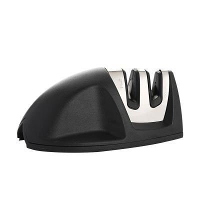 China Stocked Kitchen Black Edge Grip Two Step Knife Sharpener for sale