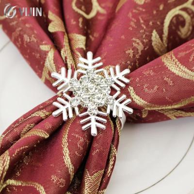 China Wholesale Table Napkin Decoration Banquet Christmas Metal Snowflake Viable Napkin Ring for sale