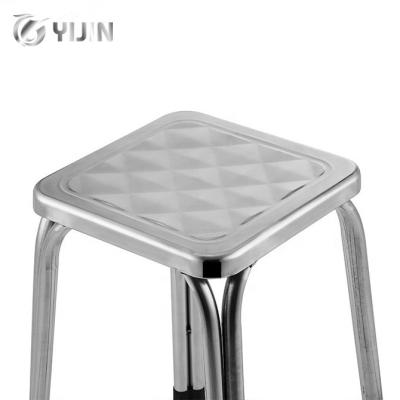 China Wholesaler Metal Stools Four Thick Legs Cooling Square Shape Stainless Steel Dining Chair for sale