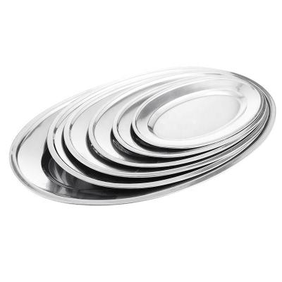 China Sustainable Oval Stainless Steel Dinner Plate Restaurant Fish Dish Dish Chargers For Dinner Dishes for sale