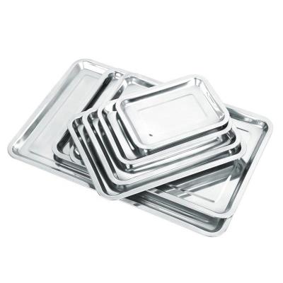 China High Quality Home/Kitchen/Restaurant Factory Price Stainless Steel Plate Rectangle Serving Baking Food Tray for sale