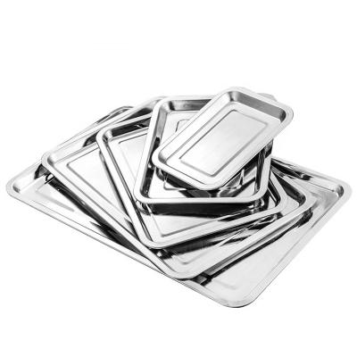 China Home/Kitchen/Restaurant Square Tray Serving Food Rectangle Stainless Steel Dish Wholesale Price for sale