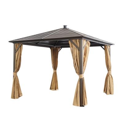 China 3x3 Lamp Modern Outdoor Hot Solar Garden Sunshade Outdoor Furniture Gazebo With Mosquito Net And Sidewalls for sale