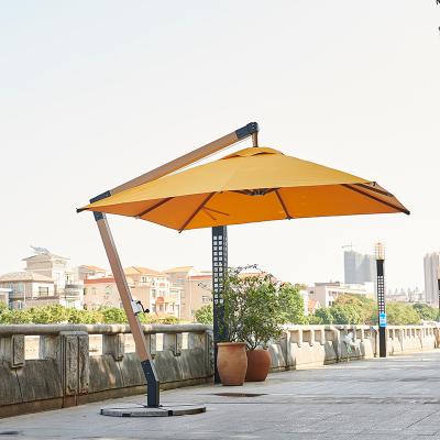 China New Design Durable Wood Grain Factory Umbrella Garden Cantilever Patio for sale