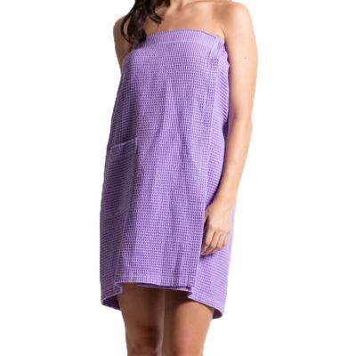 China QUICK DRY Waffle Cotton Body Wrap Custom Spa Bath Waffle Body Wrap Towel with Adjustable Closure for sale